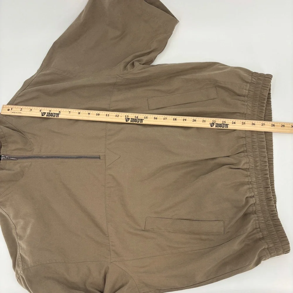 Aureus Windbreaker Pullover Mens Large Tan Short Sleeve Quarter Zip Mock Neck